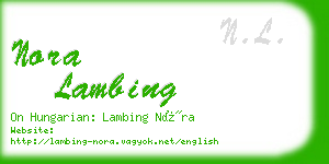 nora lambing business card